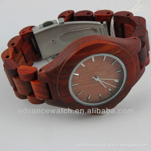 Wooden watch, japan quartz watch Red sandal wood, 100% natural wood watch